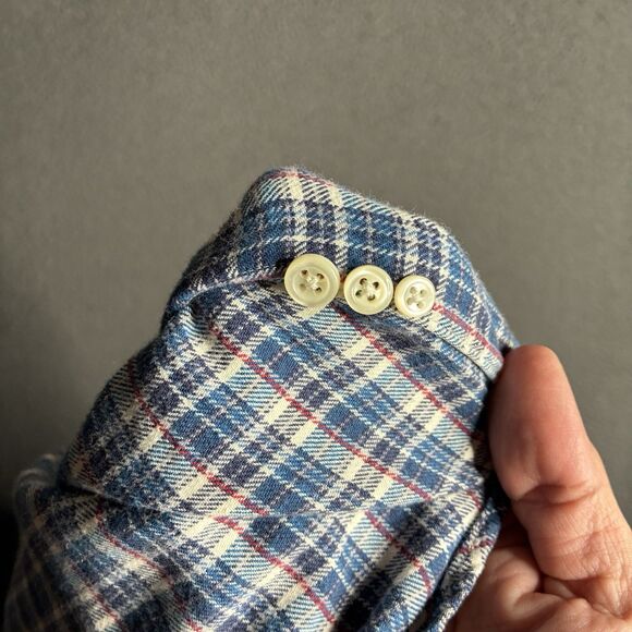 Vtg Ralph Lauren Plaid Button Down Lightweight Cotton Flannel Shirt Men’s Large - Picture 10 of 13